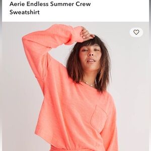 aerie Peachy Coral Rib-Trim Tee